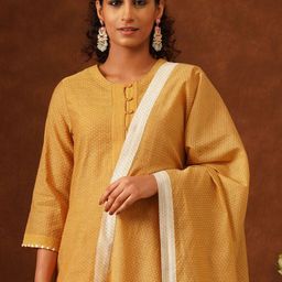 JAYPORE Polka Dots Printed Cotton Silk Dupatta-42