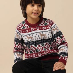 u.s. polo assn. kids U.S. Polo Assn. Boys Geometric Printed Printed Regular Fit Sweater-picture-46