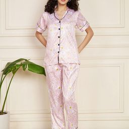 Fbella Women Floral Printed Satin Night suit-picture-41