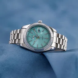 Sylvi Men Patterned Dial & Stainless Steel Straps Analogue Multi Function Watch STB-Electricblue-48
