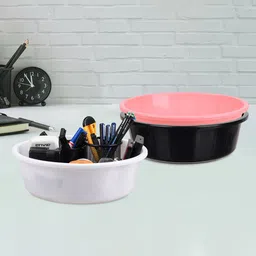 Kuber Industries Black & Pink 3 Pieces Regular Desk Organisers-38