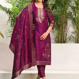 KALINI Women Floral Regular Kurta with Trousers & With Dupatta-picture-45