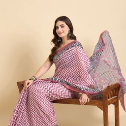 Anouk Rustic Chevron Printed Zari Border Saree image 5