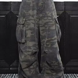 KPOP Men Camouflage Printed Comfort Loose Fit Trousers-image-72