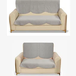 Fashion Throw Silver-Toned Checked Velvet 4 Piece Sofa Cover-image-9