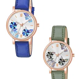 Gopal Shopcart Women Pack of 2 Printed Round Dial Analogue Watch C36RG BLU GRE Fosil L-image-18