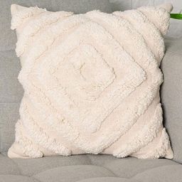 Aura Cream Self Design Textured Square Shaped Cotton Cushion Covers-23
