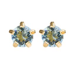 STUDEX Stainless Steel 24K Pure Gold Plated Aquamarine Studded Circular Shaped Studs-9