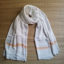 Woven Cotton Blend Men White Scarf-14