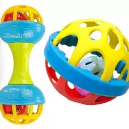 sr toys PACK OF 2 BEST QUALITY BIG SIZE RATTLE BALL AND DUMBBELLS FOR KIDS RATTLES Rattle-picture-30