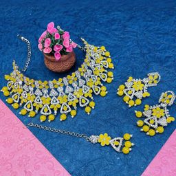 VATSALYA creation Rhodium-Plated Artificial Stones Alloy Jewellery Set-image-2