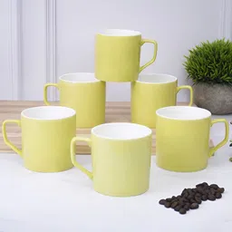 UPC Yellow Printed Ceramic Glossy Cups Set of Cups and Mugs-26