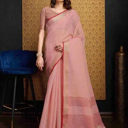 DIVASTRI Zari Pure Linen Saree-25