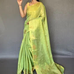 DIVASTRI Embellished Solid Zari Tissue Saree-28