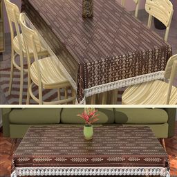 Kuber Industries Cream-Coloured Set of 2 Floral Cotton 6-Seater Table Cover-10