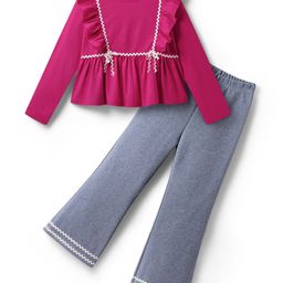 Tiara Girls Pure Cotton Ruffle Top With Trouser-image-19