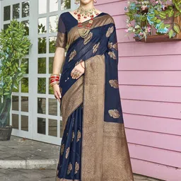 Anouk Rustic Woven Design Printed Chanderi Saree-image-22