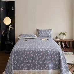 JC HOME Blue & Pink Printed Double Bed Superking Cover With Pillow Covers -2.3 x 2.5 m-image-54