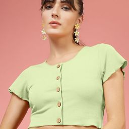 Oomph! Women Striped Round Neck Crop Top-image-30