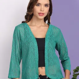 Dressitude Self Design Mandarin Collar Open Front Crop Shrug-picture-20