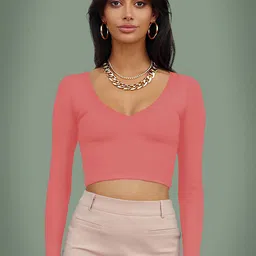 Dream Beauty Fashion Women V-Neck Crop Fitted Top-picture-14