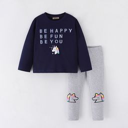 INCLUD Girls Printed Round Neck T-Shirt With Legging-image-49