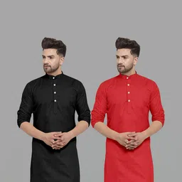 VS MALL Men Red Kurtas-image-91