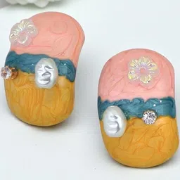 AVANT-GARDE PARIS Rose Gold-Plated Crystals Studded Oval Shaped Studs-picture-13