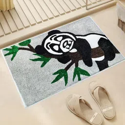 Elanza Pack Of 1 Black & Grey Panda Printed Anti-Skid Microfiber Bath Rugs-picture-22