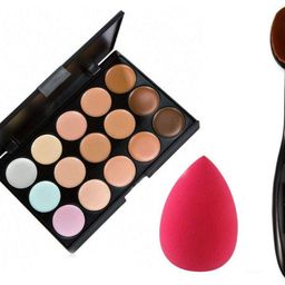 Lenon 15 Color Contour Palette 20 g With Oval Brush & Beauty Blender-43
