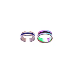 Dynamic Retail Global Set of 2 Rings for Men & Women, Silver-Multicolor Alloy Ring ()-1