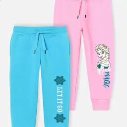 Disney By Miss and Chief Girls Pack Of 2 Printed Cotton Mid-Rise Joggers-image-63