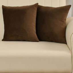 Yellow Weaves Coffee Brown 2 Pieces Velvet Square Shaped Cushion Covers-image-95
