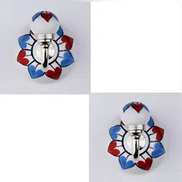 IndianShelf Blue and Red 2 Pieces Lotus Printed Ceramic Wall Hooks-image-22