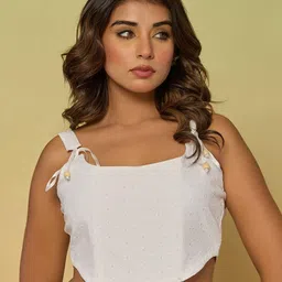 KASYA Women Embroidered Pure Cotton Corset Crop Top-image-20