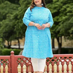 DIVASTRI Women Leheriya Printed Band Collar Kurta-18