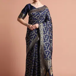 SHADOW & SAINING Woven Design Zari Silk Blend Banarasi Saree-picture-57