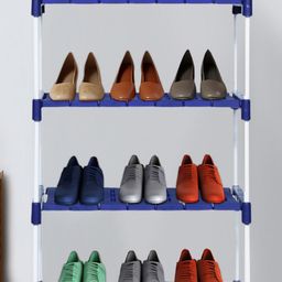 NOVATIC Off White & Blue Solid Metal Shoe Rack-picture-3