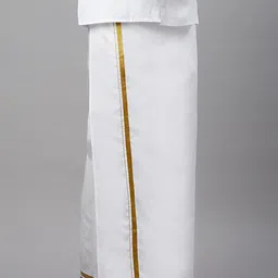 Ramraj Men Solid Adjustable Dhoti with Border image 2