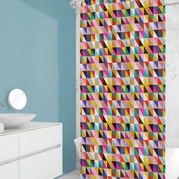 ArtzFolio Pink, Green & Yellow Printed Waterproof Shower Curtain-95