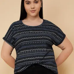 max Plus Size Geometric Printed Round Neck Pure Cotton Regular Fit T-shirt-picture-25