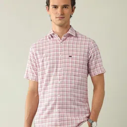 AD By Arvind Slim Fit Tartan Checks Opaque Cotton Casual Shirt-image-34
