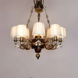 Fos Lighting Gold-Toned Textured 8-Light Chandelier Aluminium Ceiling Lamp-58