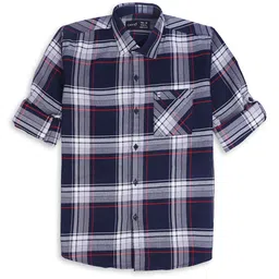 CAVIO Boys Comfort Spread Collar Tartan Checked Cotton Casual Shirt-picture-14