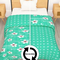 Story@home Fluorescent Green Printed Reversible Microfiber 180 GSM Single Bed Comforter-15