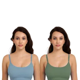 Women Cotton Blue,Green Non Padded Non-Wired Lingerie Bra Sport wear Gym Crop Tank Top-10