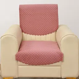 Aura Rust Checked Velvet 1 seater Sofa Cover-image-14