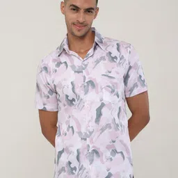 Style Matters Men Standard Fit Spread Collar Abstract Printed Cotton Casual Shirt-image-77