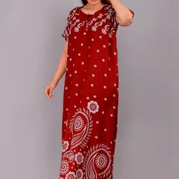 AAKARSHANA CREATION Maroon Pure Cotton Printed Maxi Nightdress-picture-41