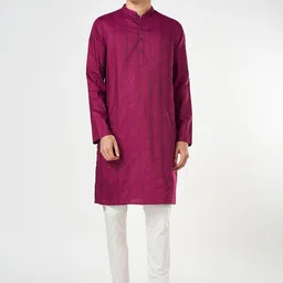 indus route by Pantaloons Striped Mandarin Collar Cotton Straight Kurta-image-94